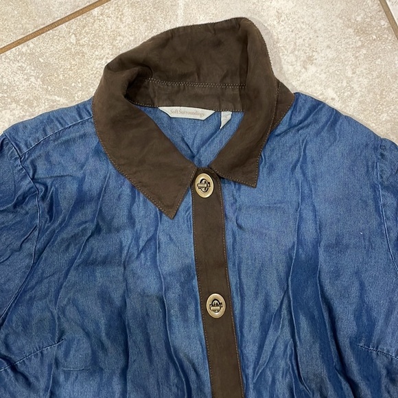 Soft Surroundings Urbina Denim Dress Coat L - Picture 4 of 8